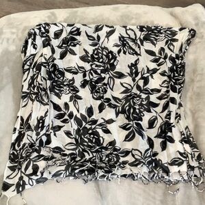 Black and white floral scarf